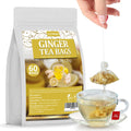 60 Premium Ginger Tea Bags, Made with 100% Natural Ginger Root, Warm & Spicy, Support Digestion & Boost Immunity, No Additives & Caffeine Free.