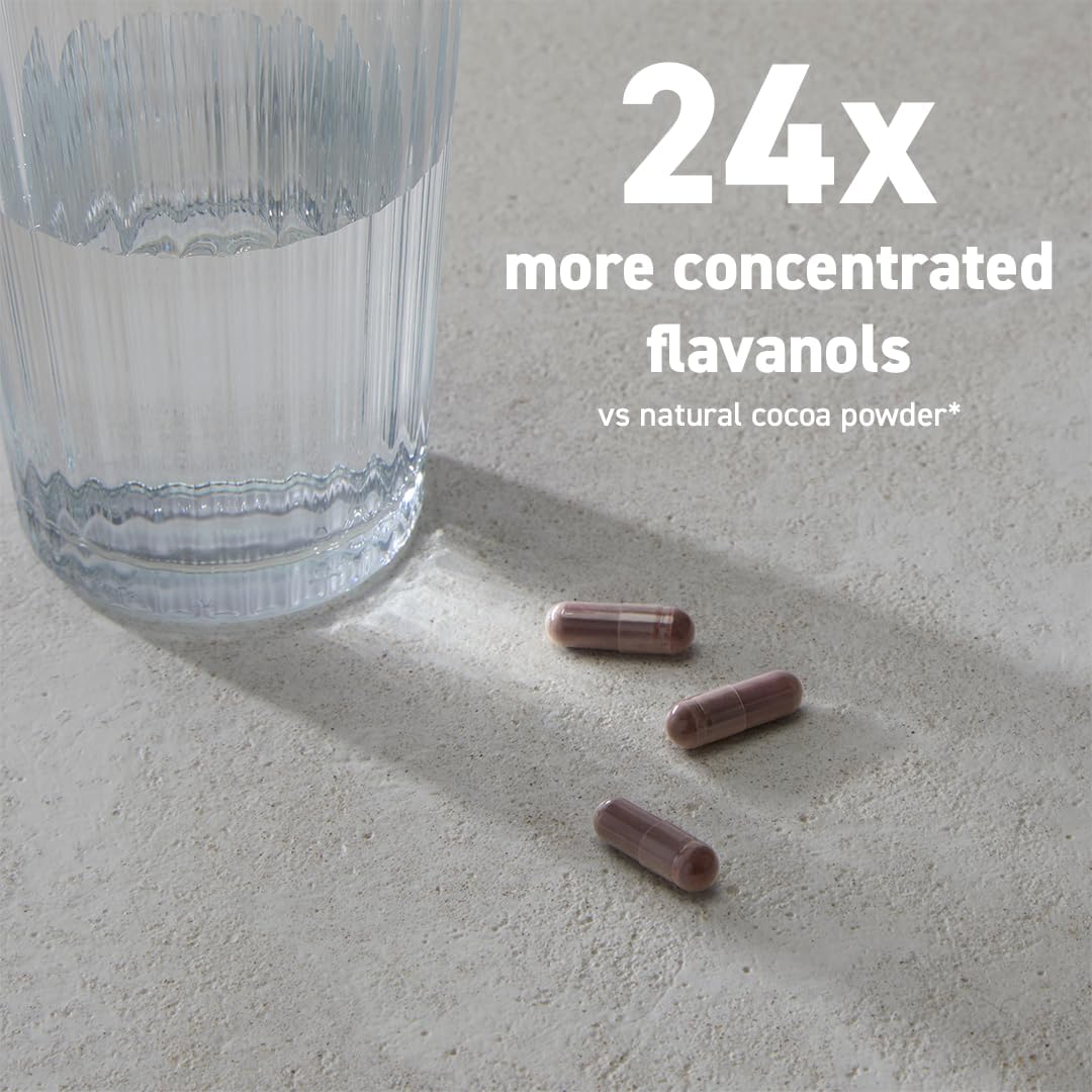 CocoaVia Memory+ Brain Supplement, Clinically Proven Memory and Brain Booster, Plant Based Supplement, Sugar Free, Gluten Free, Vegan, 750 mg Cocoa Flavanols Capsules, 60 Day Supply