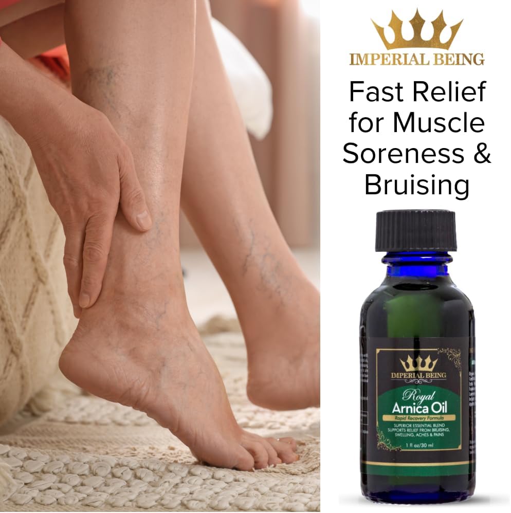 Royal Arnica Oil – Organic Herbal Blend for Muscle Recovery, Bruise Support, Joint Flexibility, Skin Vitality – Longer Lasting Than Arnica Cream or Gel – Infused with Essential Oils (1oz)