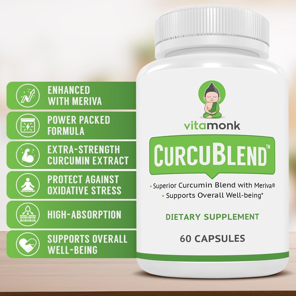 VitaMonk Turmeric and Ginger Complex with Meriva, Grape Seed, Boswellia Extract, Cat’s Claw and More - Ginger and Turmeric Supplements for Overall Health, Wellness and Immune Support - 60 Caps