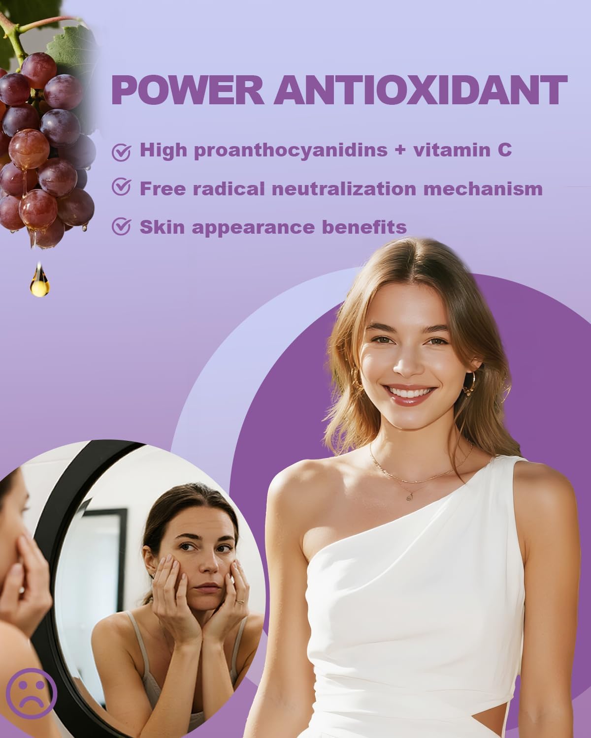 Natural Grape Seed Extract Drops-300 mg Grape Seed Extract Liquid Supplement - Maximum Strength Vitis Vinifera Seed Tincture, Standardized to 95% Polyphenols, Non-GMO, Gluten Free (60ml)