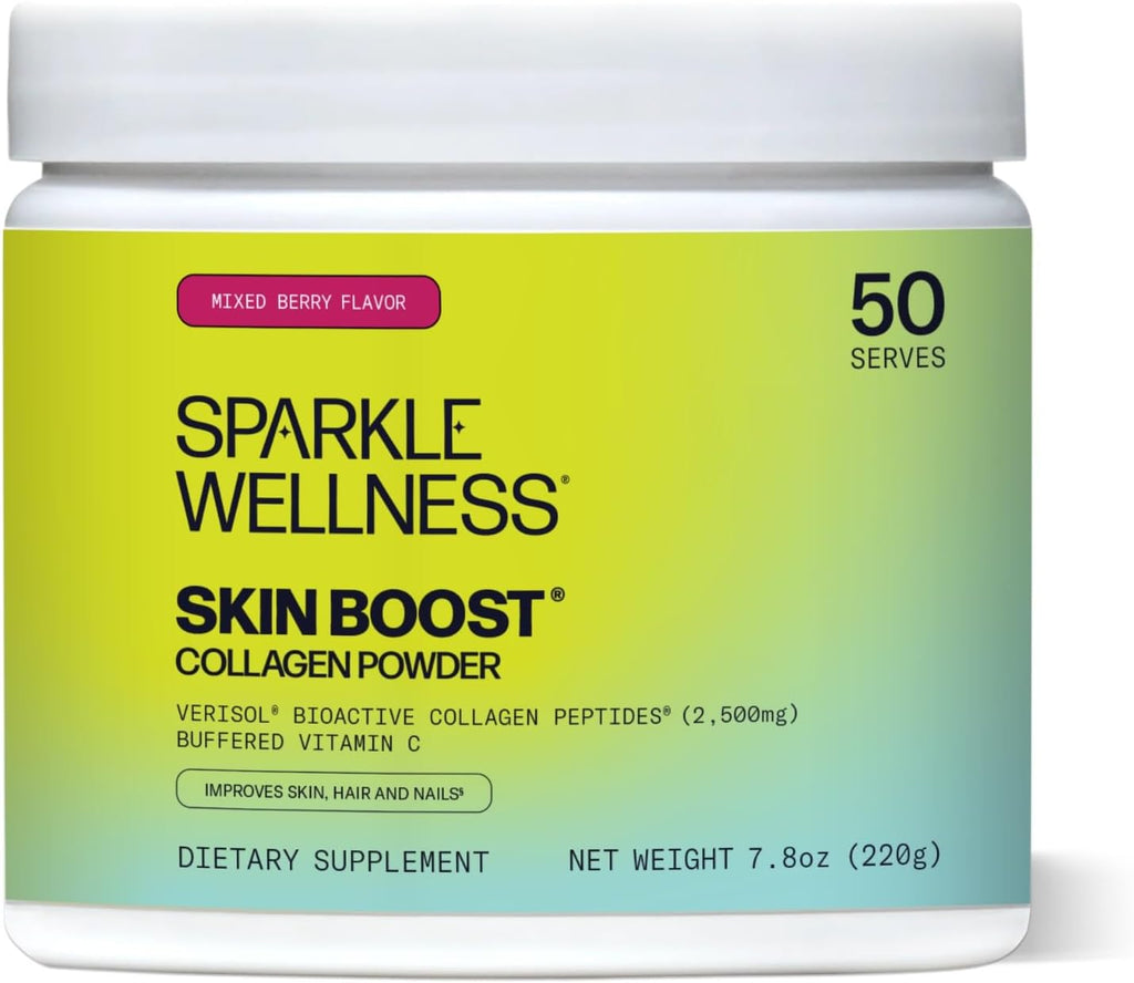 Hydrolyzed Collagen Powder - Sparkle Skin Boost (Mixed Berry) [50-Serves] Verisol Collagen Hydrolysate Protein Powder Vitamin C Paleo Non-GMO Gluten Free Beauty Supplement Drink