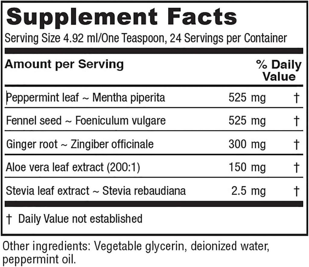Vitanica Digestion Tonic, Gas, Bloating and Indigestion Relief Supplement, Improve Digestive Function & Gut Health, for Women & Men, Peppermint Oil Fennel Ginger & Aloe Vera Vegan, 4 Oz