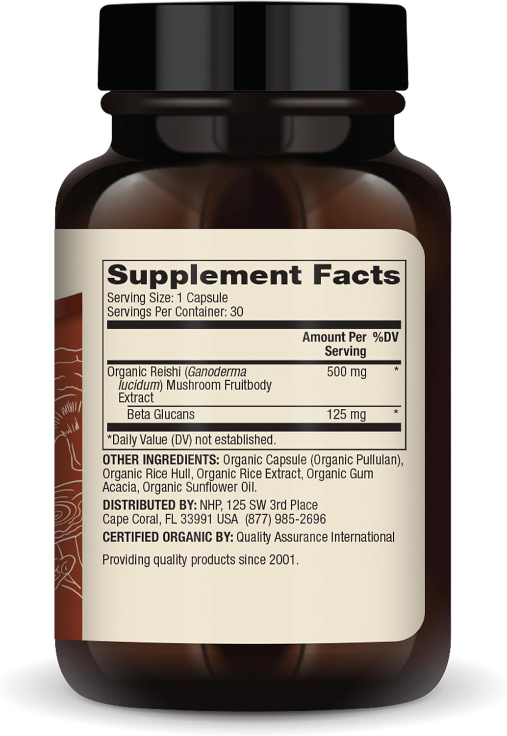 Dr. Mercola Organic Reishi Mushroom Extract, Dietary Supplement, Immune Support, Non-GMO, Certified USDA Organic - 30 Servings (30 Capsules)
