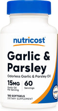 Nutricost Garlic & Parsley Oil (15mg) 180 Softgels - Odorless Garlic & Parsley, GMO-Free, 60 Servings