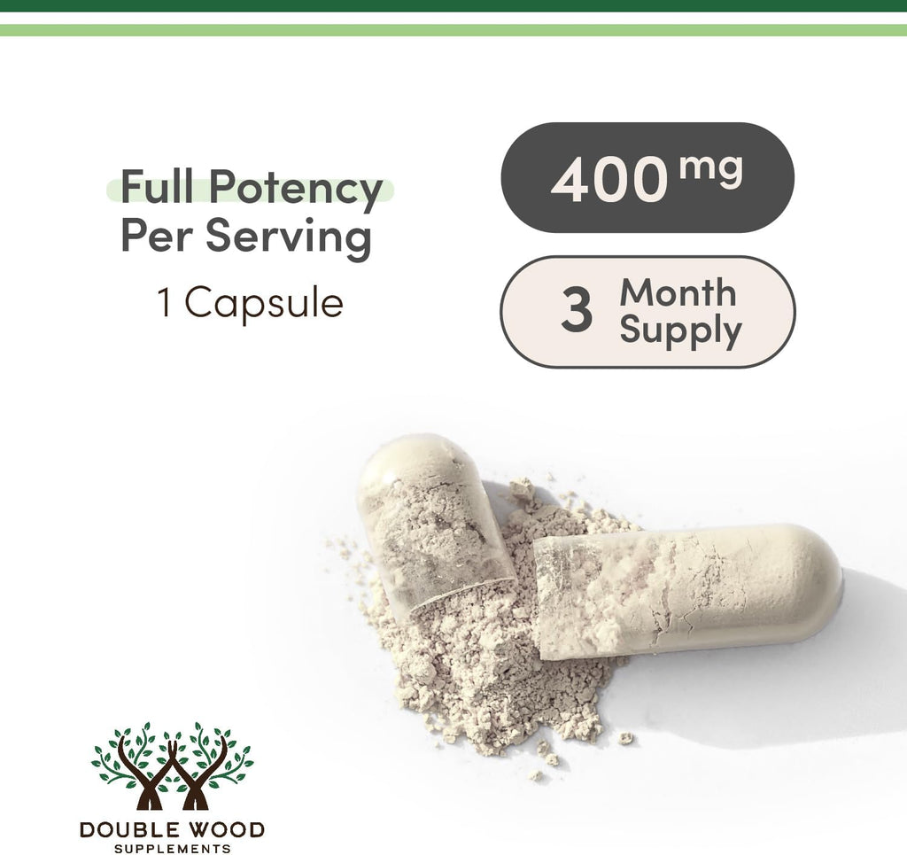 Magnesium Glycinate 400mg, 90 Capsules (Vegan Safe, Third Party Tested, Gluten Free, Non-GMO) High Absorption Magnesium by Double Wood Supplements