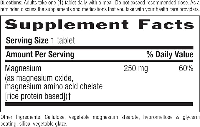 Country Life Chelated Magnesium 250mg - Supports Heart, Bone & Muscle Health, Vegan-Friendly Magnesium Supplement with Magnesium Oxide and Amino Acid Chelate, Gluten-Free