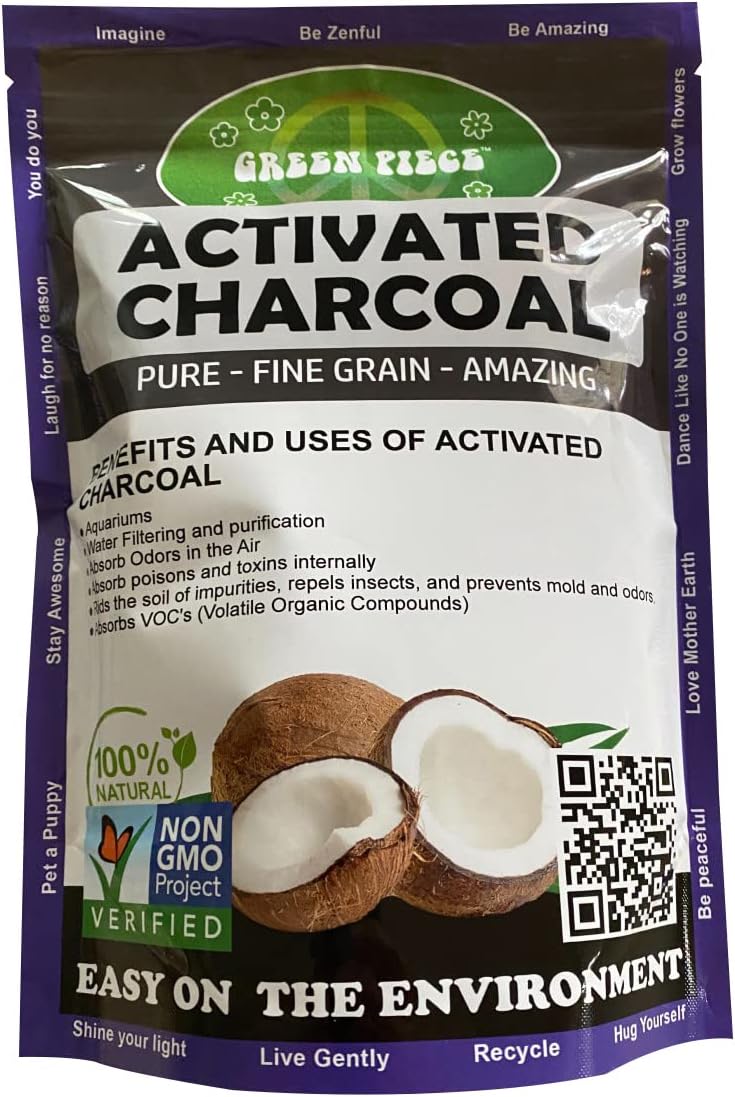 Green Piece® Activated Charcoal Pure - Course Grain Air Purifying Bag - Kid/Pet Friendly Air/Water Fresheners - Odor Absorber - Resealable Bag Made by Green Piece (1 Pound)