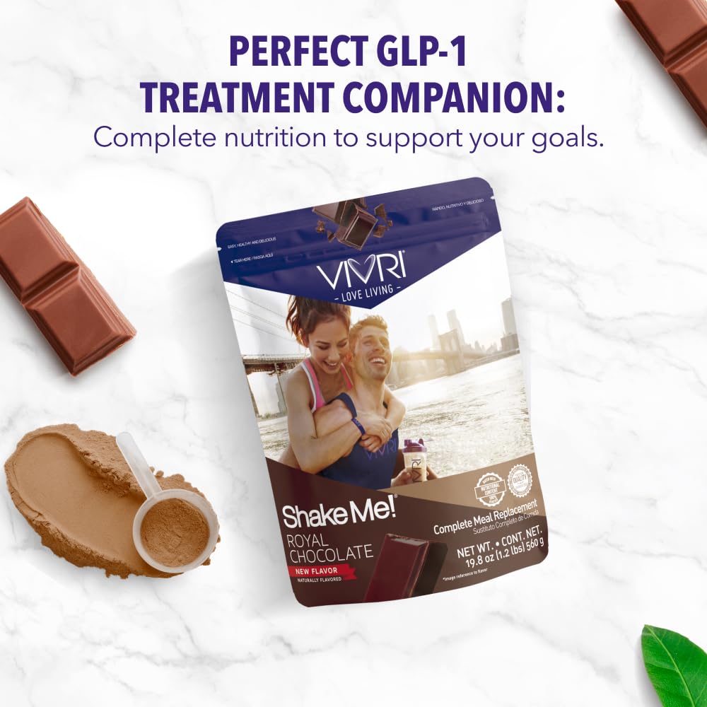 VIVRI ShakeMe! Royal Chocolate Meal Replacement | 10 Servings | 22g Triple Premium Protein, 45 Nutrients & 8 Superfoods | Supports Weight Loss, Full-Body Health, Energy & GLP-1 Treatments.