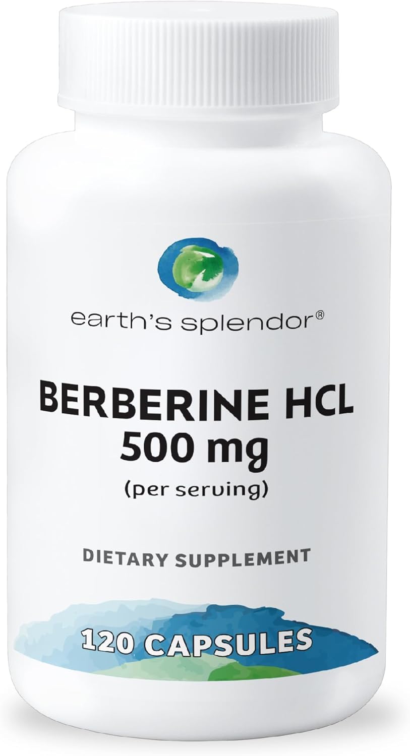 Earth's Splendor Berberine 500mg Capsules, Supports Metabolism (120ct Bottle, 2 Month Supply) Non-GMO, Vegan-Friendly