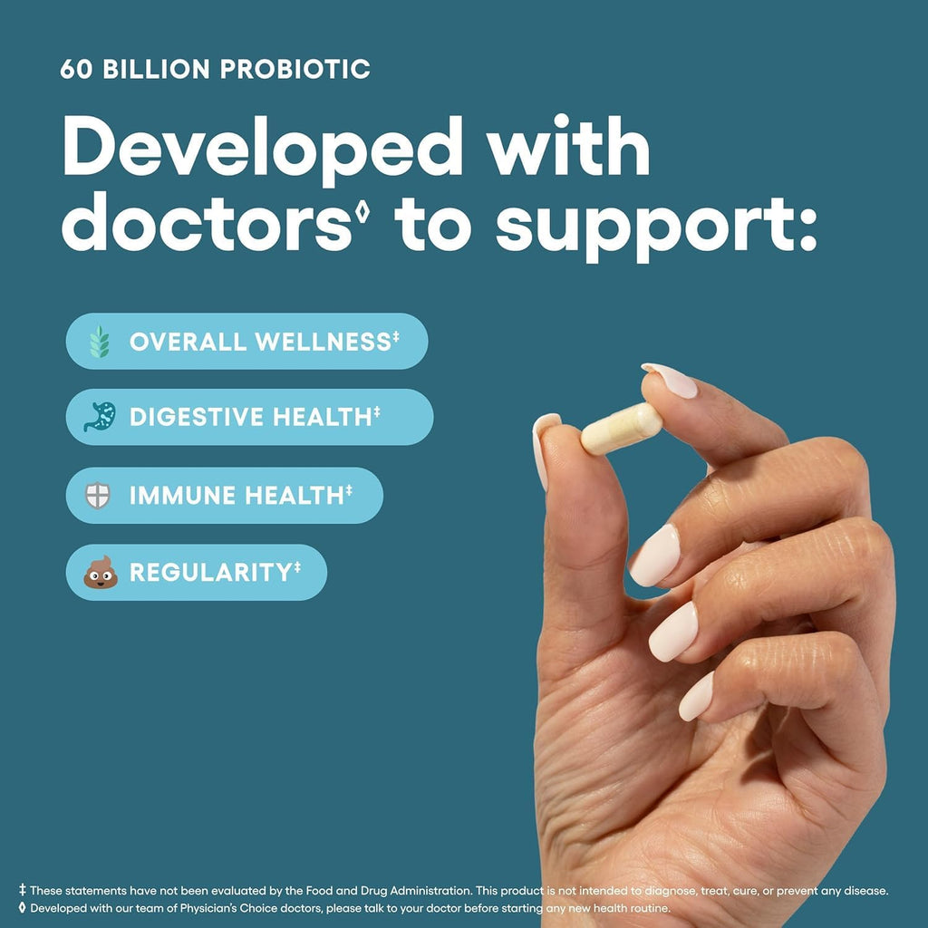 Physician's CHOICE Advanced Gut Health Bundle: 60 Billion Probiotics 60ct + Digestive Enzymes 180ct for Digestive, Gut, and Immune Health Supports Occasional Constipation, Diarrhea, Gas, and Bloating