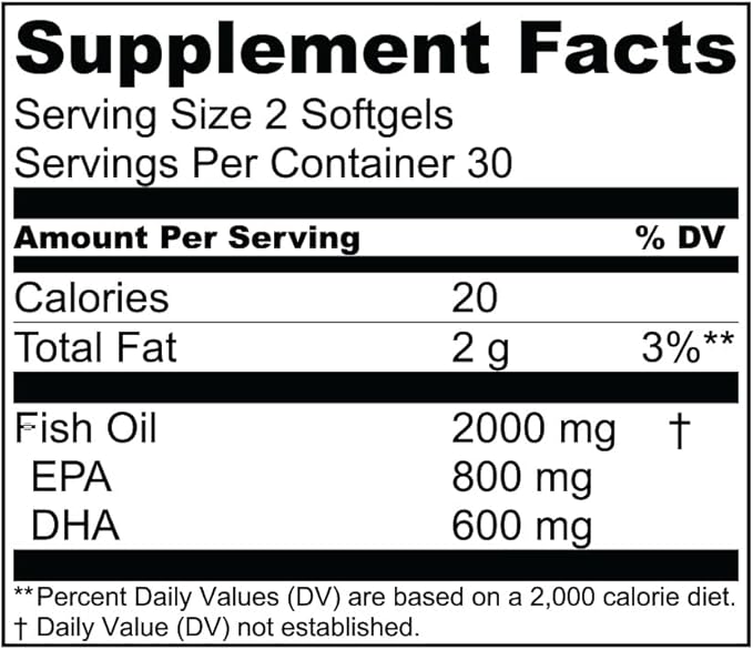 Essential Elements Omega-3 Fish Oil Supplement with EPA & DHA | Fatty Acids for Immune, Heart & Cognitive Support | 60 Softgels