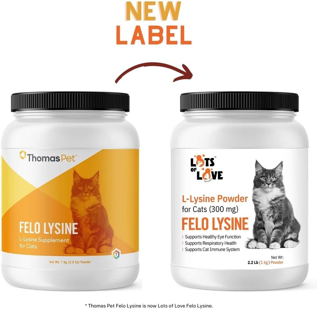 FELO LYSINE - L-Lysine Powder for Cats 300 mg (Thomas Pet Earlier), 1 Kg or 2.2 lb