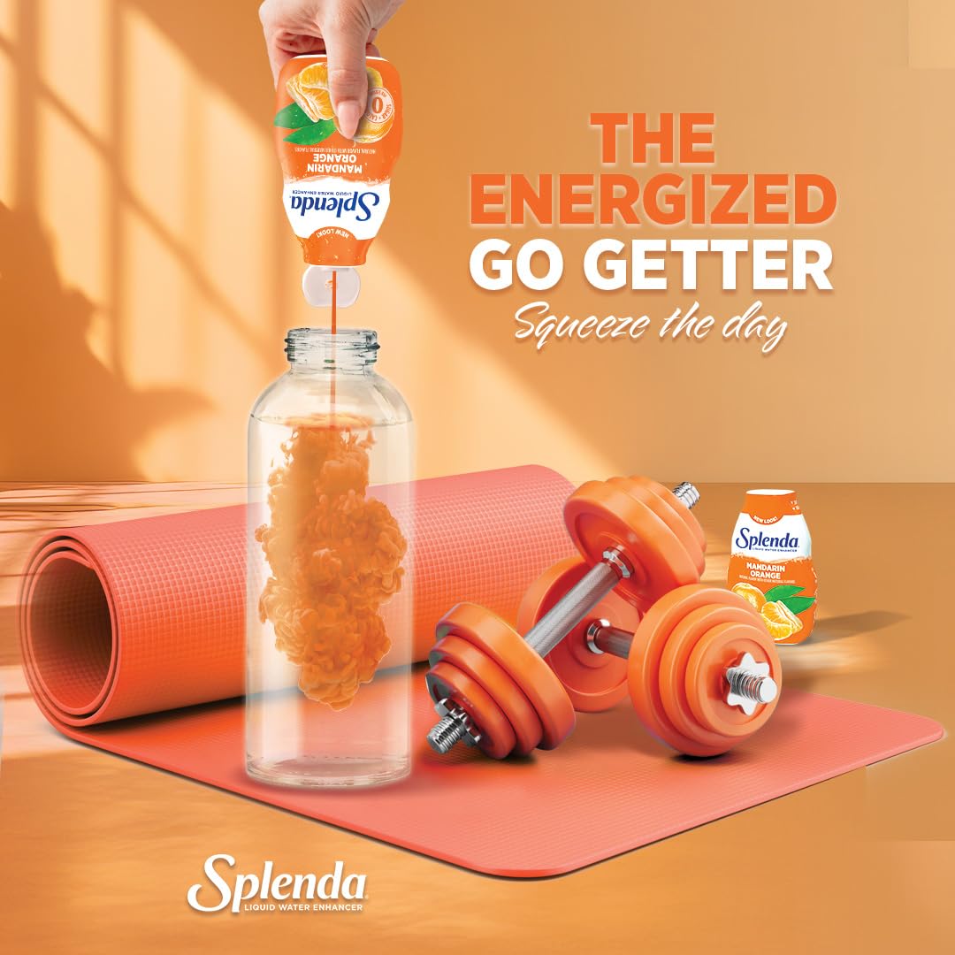 SPLENDA Liquid Water Enhancer Drops, Sugar Free, Zero Calorie, Natural Flavor, Concentrated Drink Mix, 3.11 Fl Oz Each Bottle (Mandarin Orange, 2 Pack)