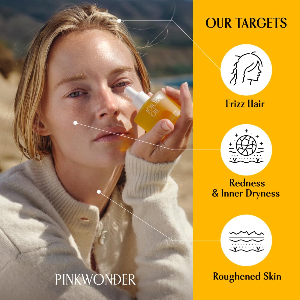PINKWONDER USDA Organic Jojoba Oil | 100% Pure, Cold-Pressed & Vitamin E-Rich Oil for Skin | Non-Greasy, Fast-Absorbing for Face, 1.69oz (50ml)
