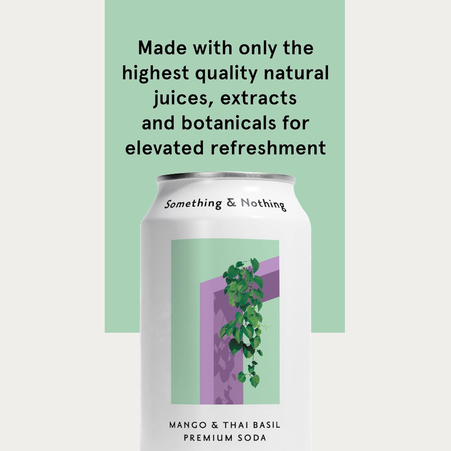 Something & Nothing Mango & Thai Basil Flavored Sparkling Water | Lightly Carbonated & Full of Flavor with Added Grape & Lemon Juice | Vegan & Low Calorie Premium Soda | 12 Fl Oz Cans (Pack of 12)