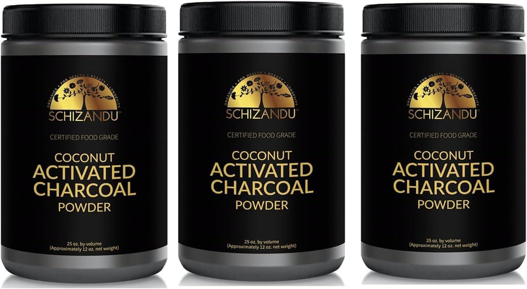 Organic Charcoal Powder Activated Charcoal Natural, Vegan, Organic, GMO Free - Large Bottle 25 oz Powder - 3pack