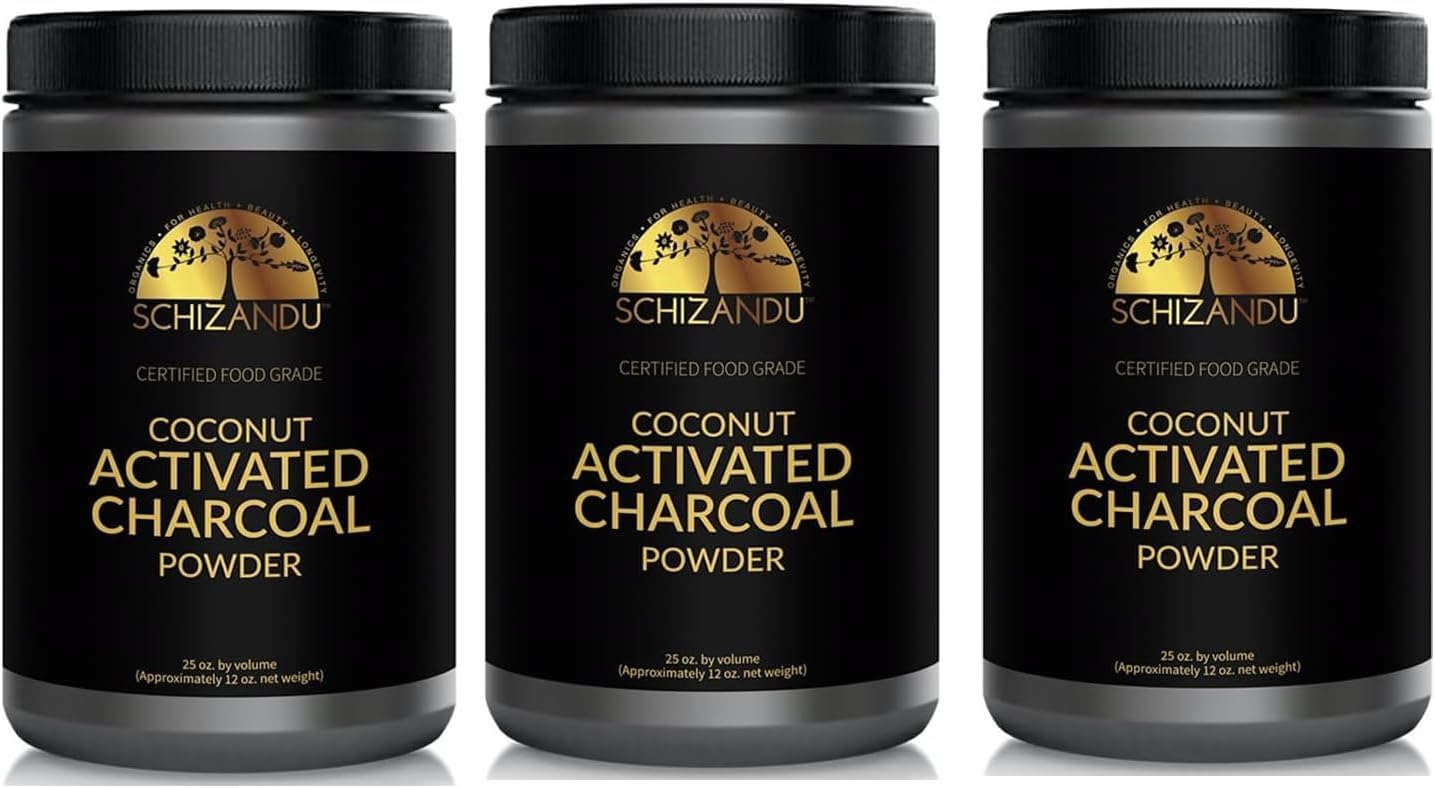 Organic Charcoal Powder Activated Charcoal Natural, Vegan, Organic, GMO Free - Large Bottle 25 oz Powder - 3pack