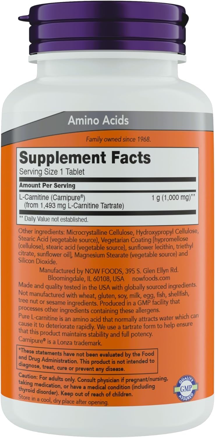 Now Supplements L-Carnitine 1000mg - 150 Tablets Value Size, Supports Lean Muscle Growth, Carnipure, Non-GMO, Kosher, Ideal for Vegans, Athletes, and Energy Support (2)