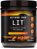 BEYOND RAW LIT Pre Workout Powder Supplement for Men and Women, Energy, Focus, Endurance, Pumps, Nitric Oxide Boost, 250mg Caffeine, Creatine, Beta Alanine, Orange Mango, 30 Servings