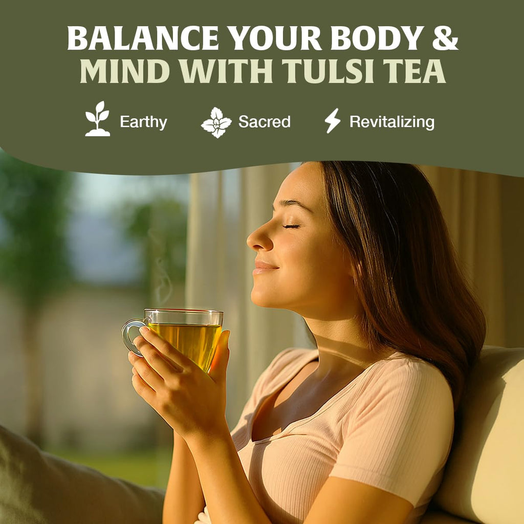 HANDPICK Original Tulsi Tea (100 count) Holy Basil Calming and Stress Relief Tea, Immune Support | Non-GMO, Caffeine-Free Herbal Tea | Ecofriendly Round Tea Bags