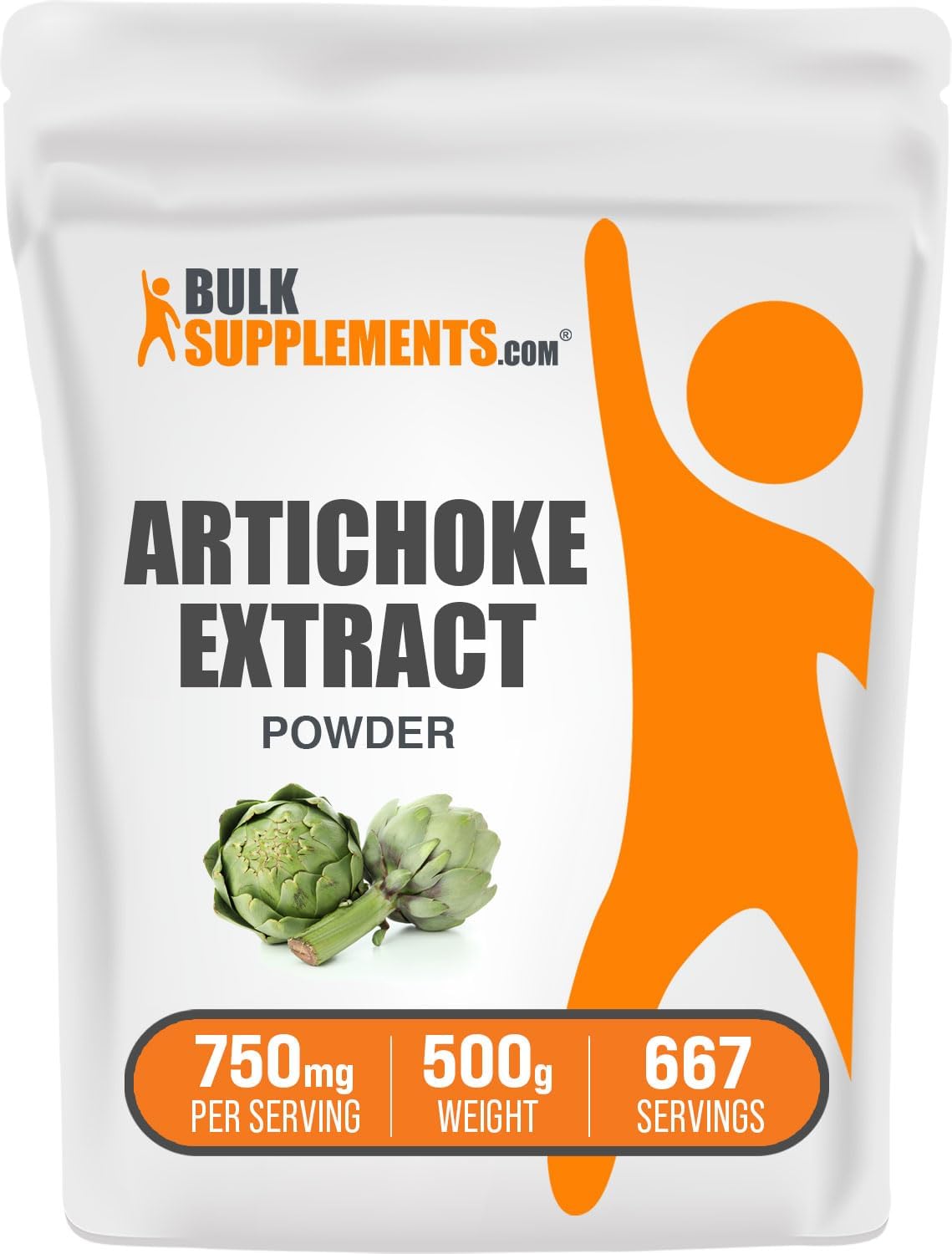 BulkSupplements.com Artichoke Extract Powder - Herbal Supplement, Artichoke Supplement - Vegan & Gluten Free, 750mg per Serving, 500g (1.1 lbs) (Pack of 1)