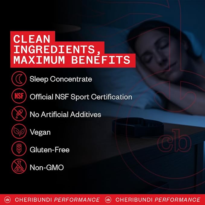 Cheribundi Tart Cherry Juice Sleep | Tart Cherry Juice with L-Theanine & Valerian Root | Athletes Recovery Drink | Promotes Restorative Sleep, Muscle Recovery & Boosts Performance | 8 floz (24 Pack)