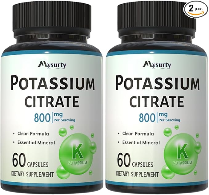 Potassium Citrate Supplement | Pottasium Citrate Capsules | CitratePotassium | Pottasium Supplement for Men & Women - 60 Capsules (Pack 2)