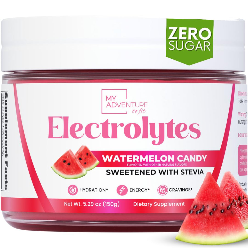 Zero Sugar - Watermelon Candy Electrolytes Powder - Refreshing Hydration - Caffeine Free Energy with All Natural Ingredients - Vegan, Keto and Paleo - Sugar Free Electrolytes Drink Mix - 30 Servings