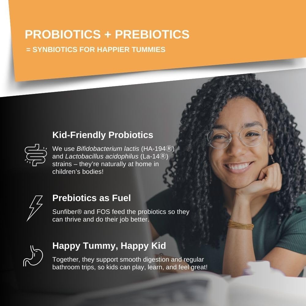 Intelligent Labs 6 Billion CFU Kids/Children's Probiotics with Prebiotics, Sunfiber and FOS, for 10x More Effectiveness, One A Day Great Taste Chewable Probiotic, 60-Day Supply, Third-Party Verified