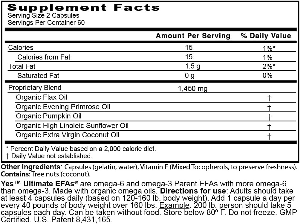 Plant Based Fish Oil Alternative YES Omega 3 & 6 Fatty Acid - Burpless - DHA, EPA, SDA - Cholesterol, Heart, Skin, Energy, Eyes, Immunity Support by YES (120 Gel caps)
