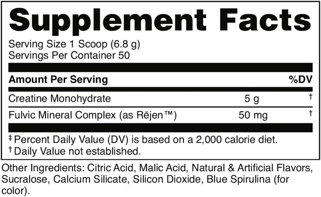 Bucked Up Blue Rasberry Creatine for Women and Men - Easy to Mix Vegetarian - Flavored Creatine Monohydrate Powder - Made in USA - 5G Per Serving - 50 Servings - 250 Grams Per Container