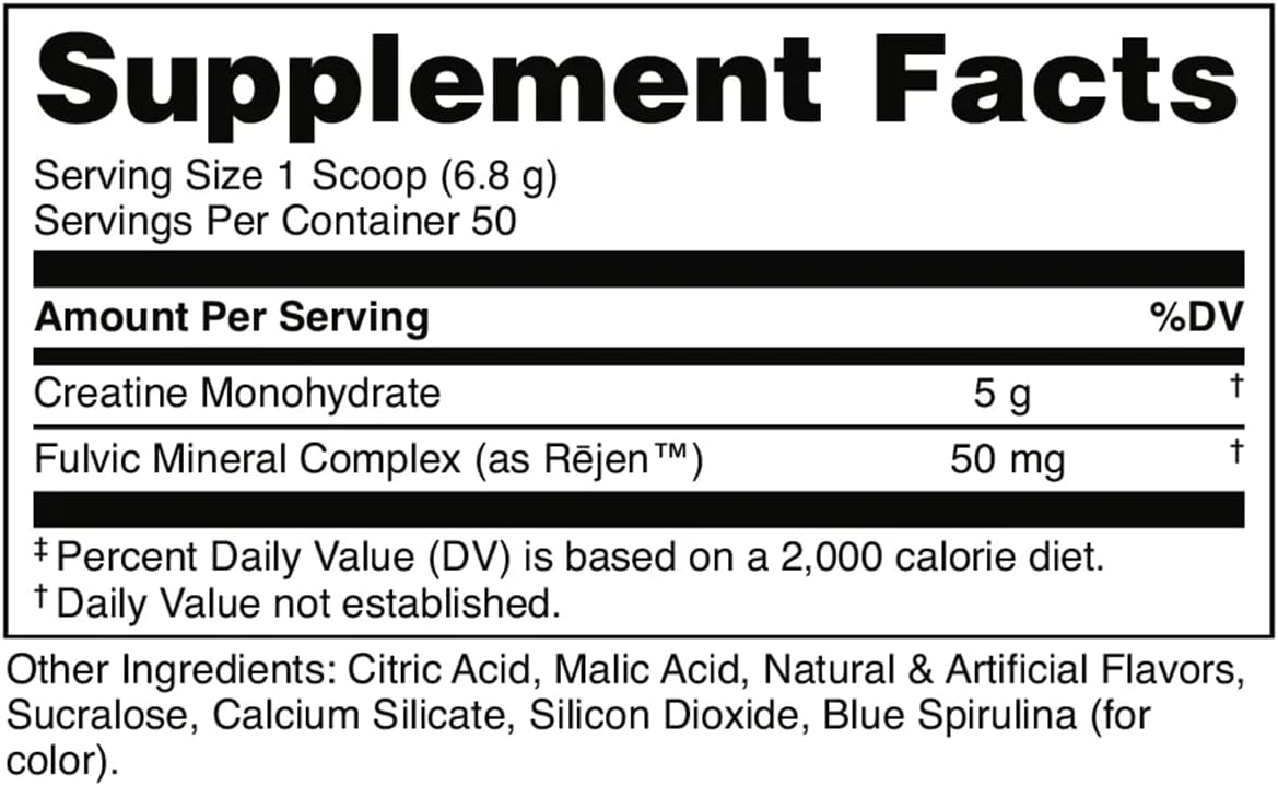 Bucked Up Blue Rasberry Creatine for Women and Men - Easy to Mix Vegetarian - Flavored Creatine Monohydrate Powder - Made in USA - 5G Per Serving - 50 Servings - 250 Grams Per Container