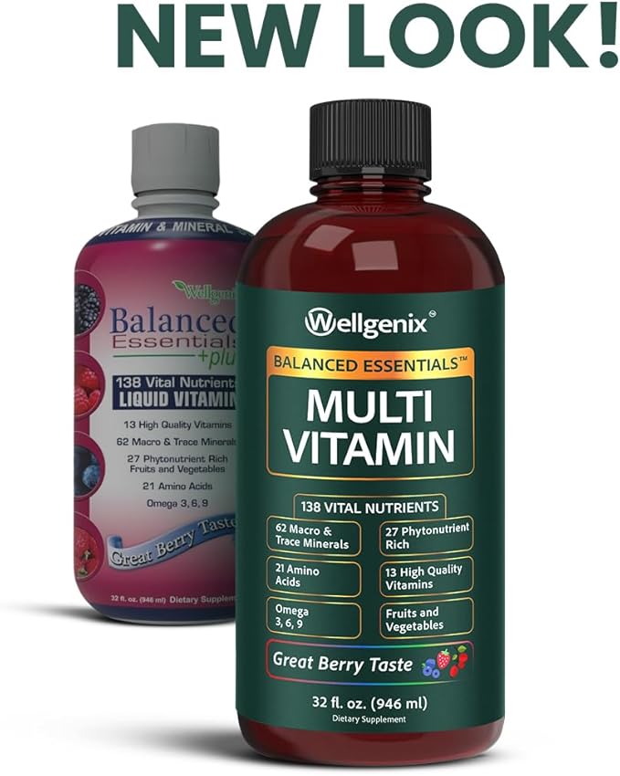 Wellgenix Balanced Essentials Liquid Nutritional Supplement, 32 Ounces - Very Berry (Packaging May Vary)
