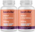 BESTVITE Acetyl L-Carnitine 500mg (480 Vegetarian Capsules) (240 x 2) - No Stearates - Vegan - Non GMO - Gluten Free