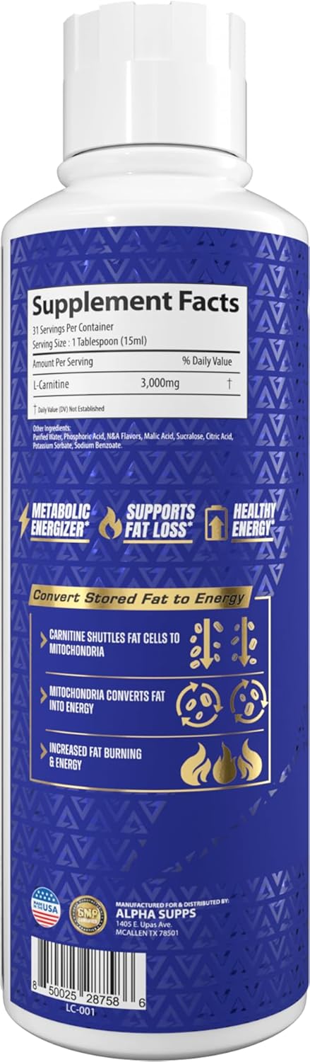 L Carnitine Liquid 3000 | Stimulant-Free L-Carnitine Supplement for Men & Women | Pre-Workout Energy Boost & Muscle Recovery | Zero Sugar, Fat, & Carbs | 31 Servings (Watermelon Candy)