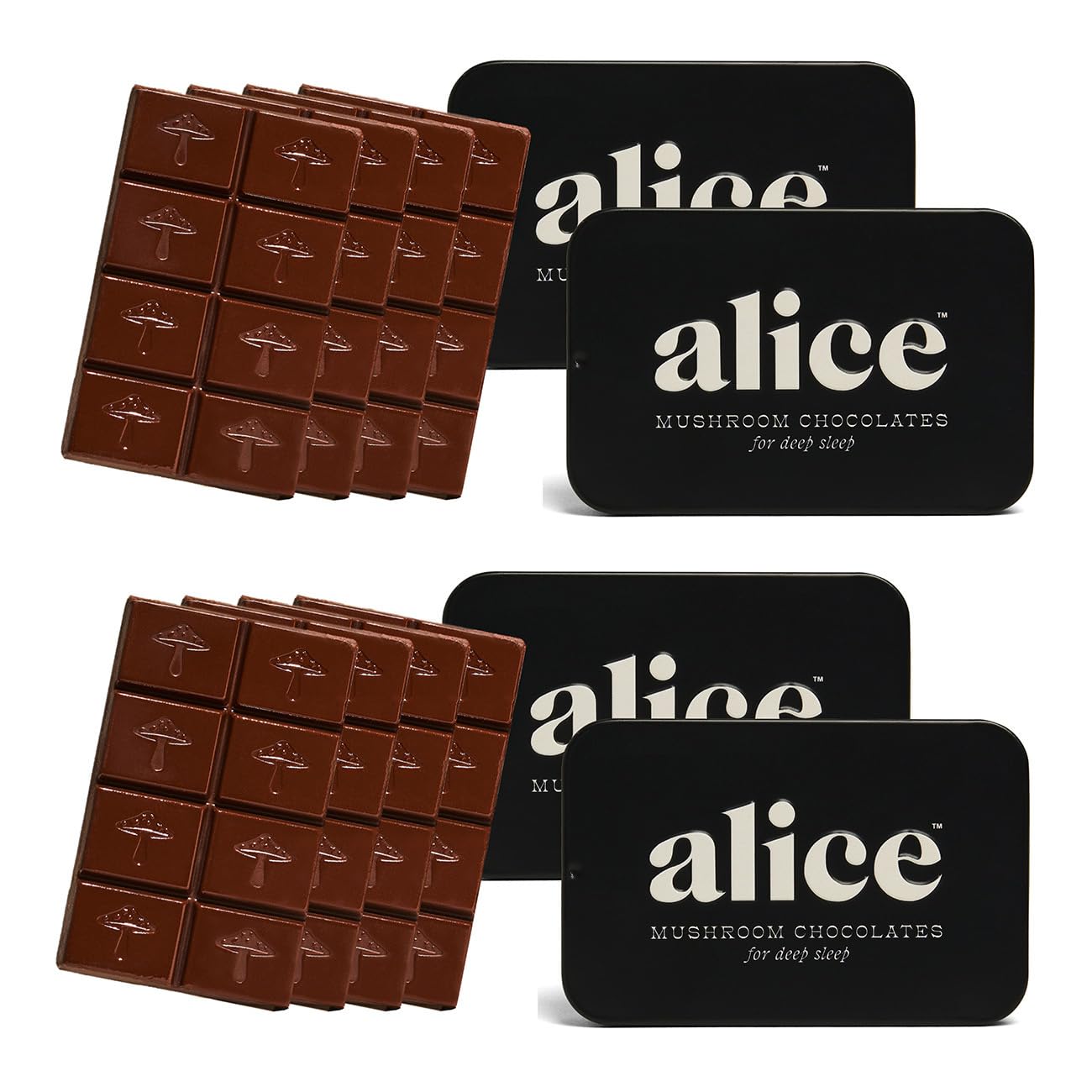 Nightcap 4-Pack | Functional Mushroom Chocolates | Supports Deep Sleep, Calm Mind, Stress Relief | Reishi, Magnesium, Zinc, L-Theanine & Chamomile | Helps to Fall & Stay Asleep