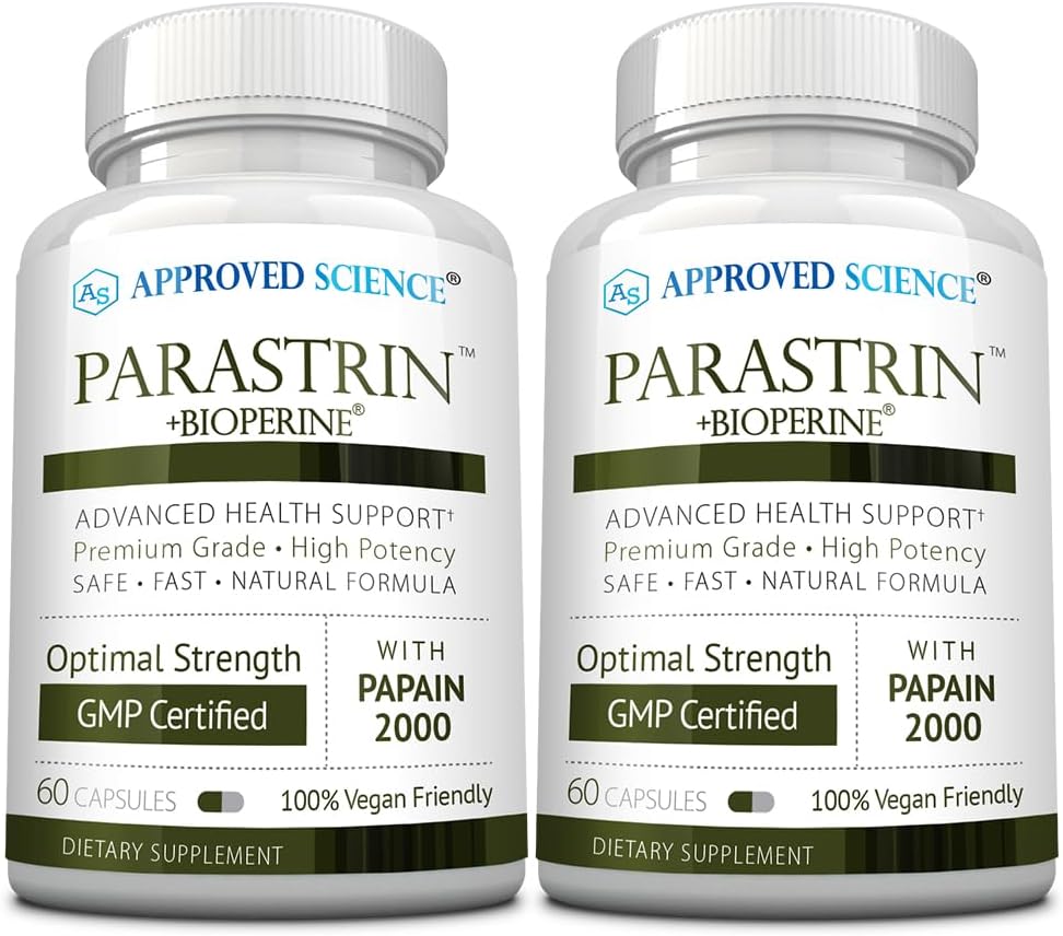 Approved Science Parastrin - 120 Capsules - Cleanse and Improve Gut Health - Black Walnut, Garlic Bulb, Papain 2000, BioPerine - Vegan