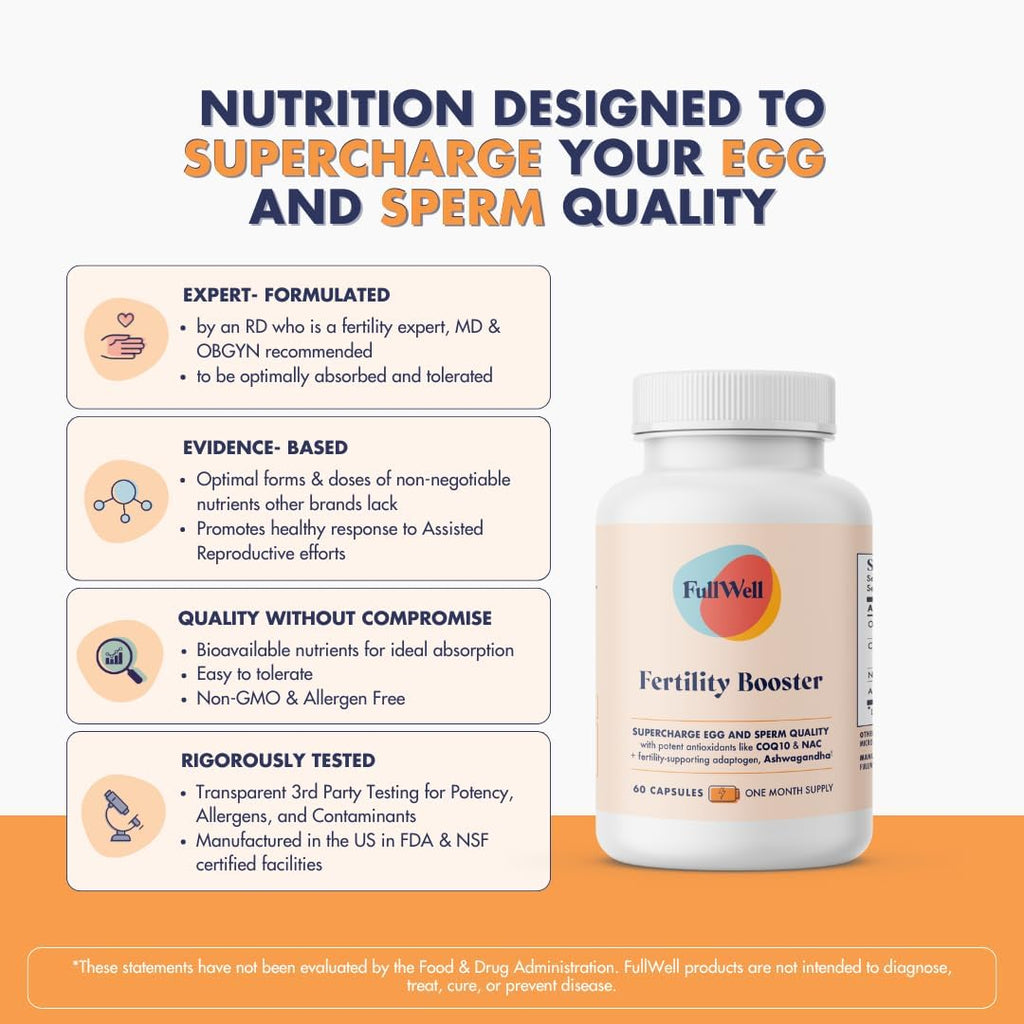 Fertility Booster for Men & Women | Conception Support for Healthy Egg Quality, Sperm Motility and Strength | Dietitian-Formulated | Ashwagandha, CoQ10 & NAC, 3rd Party Tested, 30 Servings