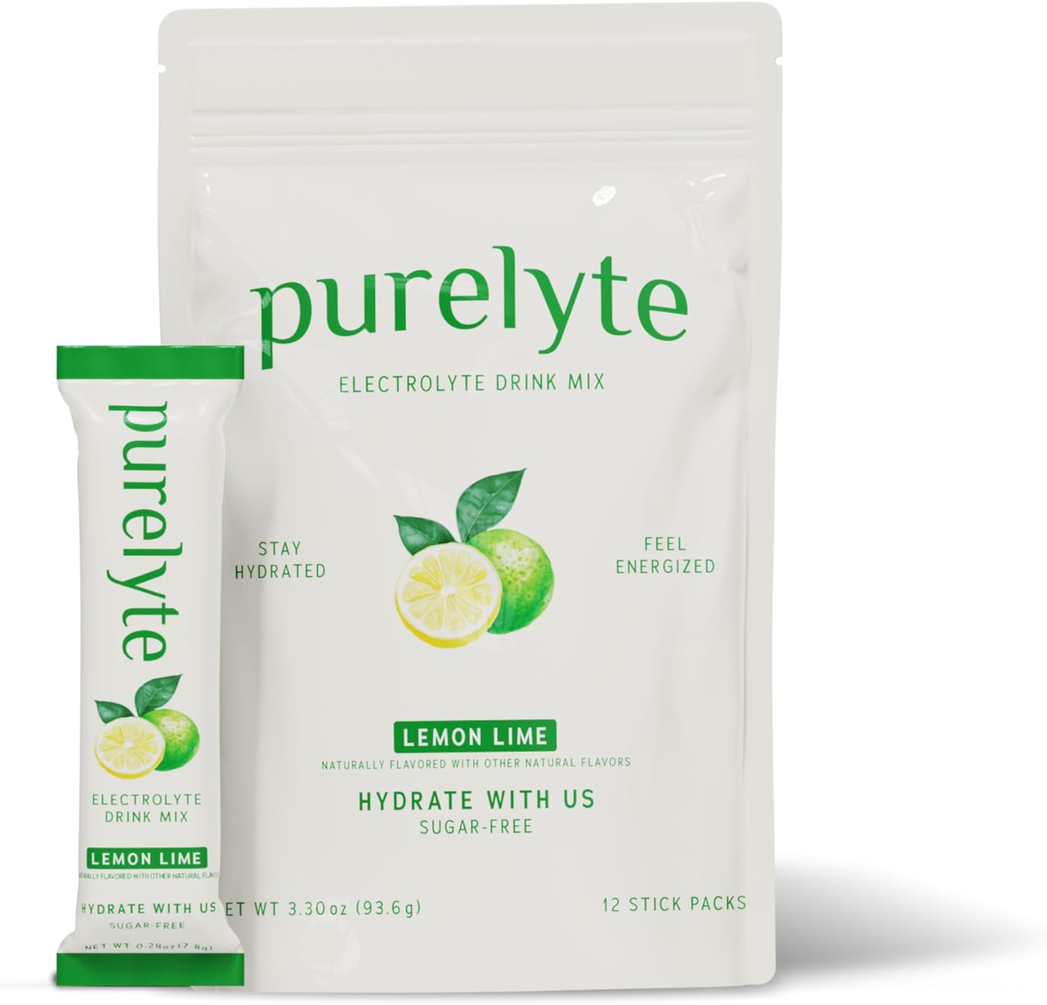 Electrolyte Drink Mix – Sugar-Free Hydration Powder Packets – Clean Electrolytes with Trace Minerals – Keto, Vegan, Gluten-Free – No Artificial Sweeteners – 12 Sticks – Lemon Lime