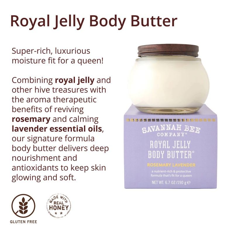 Savannah Bee Company Royal Jelly Body Butter ROSEMARY LAVENDER 6.7 Ounce