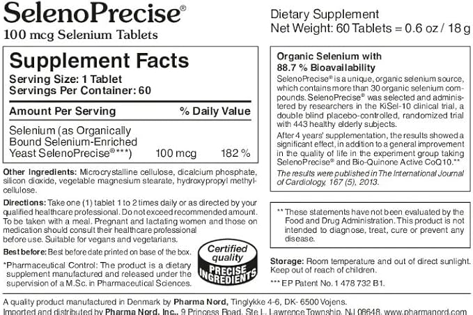 Pharma Nord Selenium 100 mcg | SelenoPrecise | Thyroid Support, Immune System, Antioxidant Protection & Heart Health | Guaranteed 88.7% Absorption | 150 Tablets