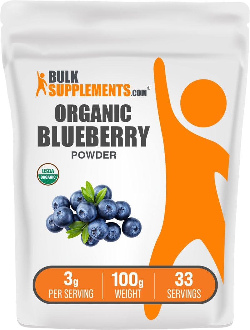 BulkSupplements.com Organic Blueberry Powder - Antioxidant Support, Bluberry Supplement - Vegan & Gluten Free, 3g per Serving, 100g (3.5 oz) (Pack of 1)