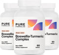 PureFormulas Boswellia Turmeric Supplements for Joint Health & Immune Support Boswellia Extract Turmeric Supplement 60 Tablets, 3-Pack
