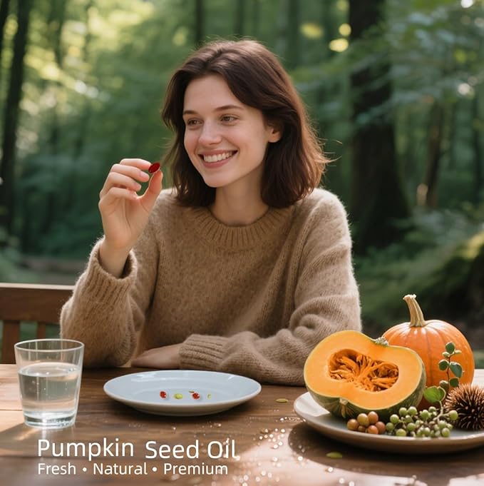 Pumpkin Seed Oil with Saw Palmetto, 300 Softgels | 4 in 1 Vitamin D3 & Elderberry, 3000mg Cold Pressed & Pure Virgin Oil | Supports Hair, Urinary, Bladder & Prostate Health, Immune | Vegan, Non-GMO