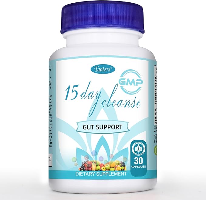 15 Day Cleanse Gut Support 1 Pack, Detox Supplement with Senna, Cascara Sagrada & Psyllium Husk, for Men and Women | 30 Capsules