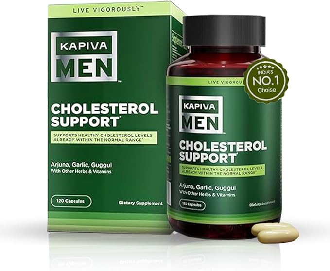 Kapiva Cholesterol Lowering & Heart Health Supplement | Plant Sterols, Niacin, Arjuna, Garlic & Guggul | Natural Herbal Vitamins for Healthy Cholesterol Support | 120 Capsules