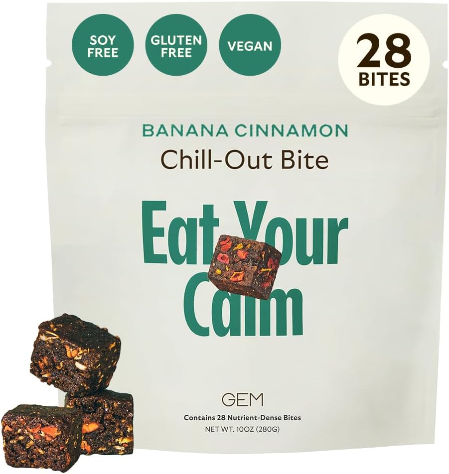 GEM Chill-Out Calm Bite | Supports Calm Mind & Clarity | Magnesium L-Threonate, Golden Chlorella, Lemon Balm | Holistic Non-Habit Forming | Gluten Free, Soy Free, Banana Cinnamon (28 Count)