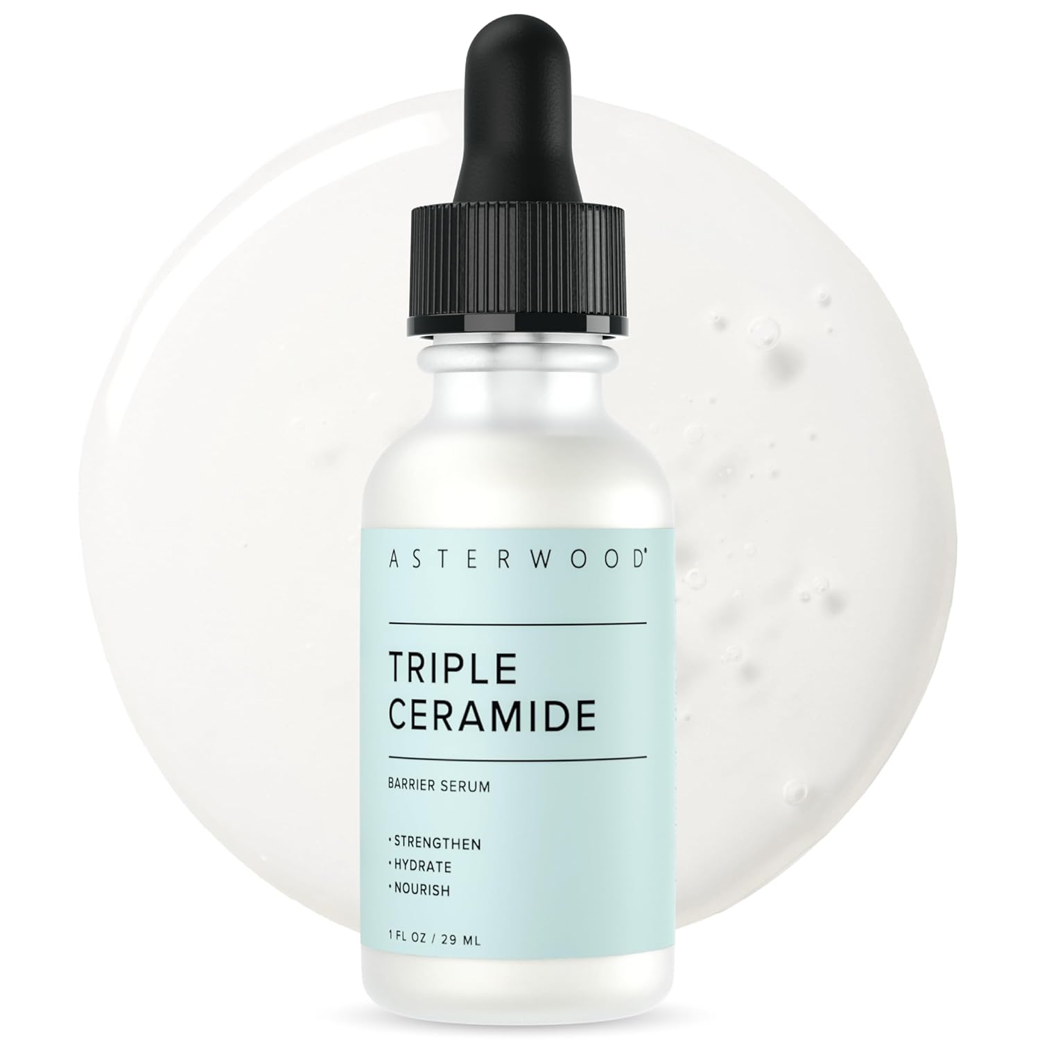 Asterwood Ceramide Barrier Repair Serum - Hydrating, Calming, & Barrier-Restoring Skin Facial Serum - with Triple Ceramide Complex, Squalane, Hyaluronic Acid - Fragrance-Free, Cruelty-Free - 1 Fl Oz