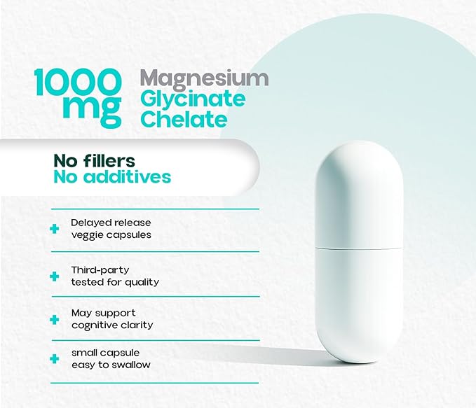 Magnesium Glycinate 1000mg Capsules – Chelated High Absorption Magnesium to Support Relaxation, Stress Relief & Muscle Comfort – Vegan, Non-GMO – 120 Capsules*